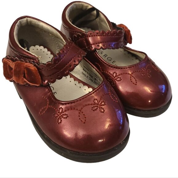 GEORGE Mary Janes Baby Ruby Embroidered Velvet Bow‎ sz 4 NWOT - Picture 8 of 9
